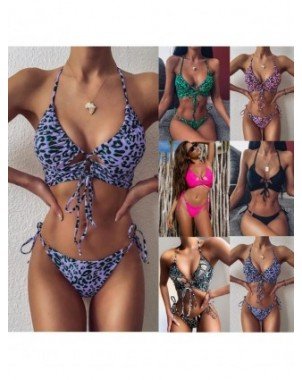 Seksuali apranga-Maudymosi kostiumėliai-Bikinis Push Up maudymosi kostiumėliai Moterys Leopardų