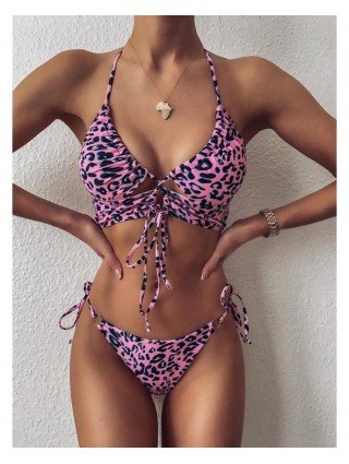 Seksuali apranga-Maudymosi kostiumėliai-Bikinis Push Up maudymosi kostiumėliai Moterys Leopardų