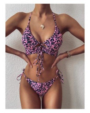 Seksuali apranga-Maudymosi kostiumėliai-Bikinis Push Up maudymosi kostiumėliai Moterys Leopardų