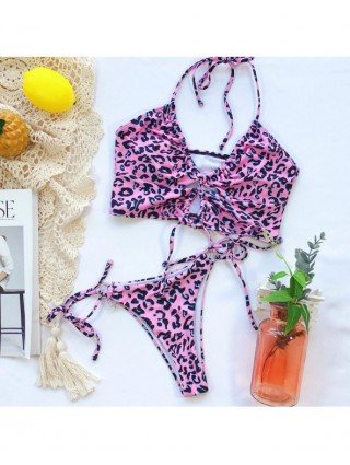 Seksuali apranga-Maudymosi kostiumėliai-Bikinis Push Up maudymosi kostiumėliai Moterys Leopardų
