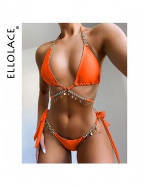 Seksuali apranga-Maudymosi kostiumėliai-Diamond Bikini Crystal Swimwear Metalinė grandinė