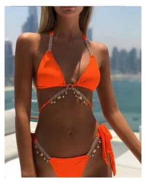 Seksuali apranga-Maudymosi kostiumėliai-Diamond Bikini Crystal Swimwear Metalinė grandinė