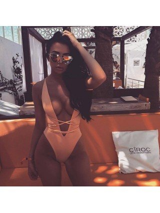 Seksuali apranga-Maudymosi kostiumėliai-Giliai V-Neck Bikini moterų maudymosi kostiumėlis