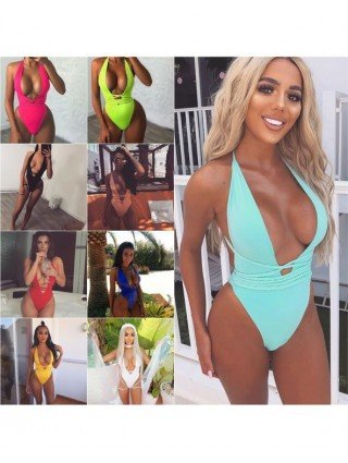 Seksuali apranga-Maudymosi kostiumėliai-Giliai V-Neck Bikini moterų maudymosi kostiumėlis