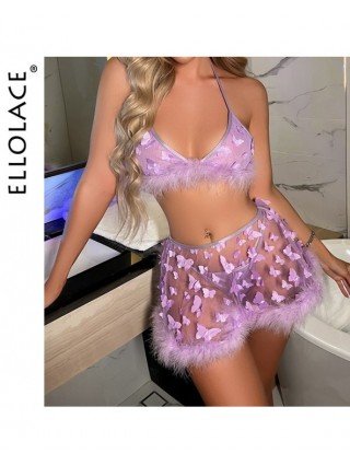 Seksuali apranga-Apatinis trikotažas-Ellolace Feather Lingerie