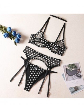 Seksuali apranga-Apatinis trikotažas-Ellolace Polk Dot Lingerie