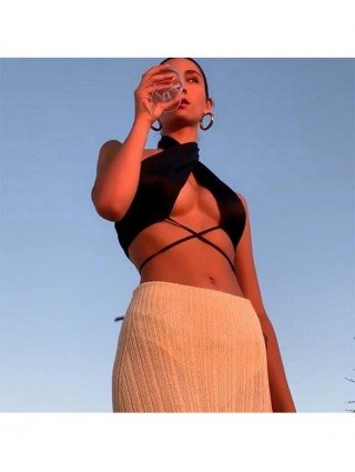 Seksuali apranga-Apatinis trikotažas-Seksualūs apatiniai drabužiai be rankovių Crop Top