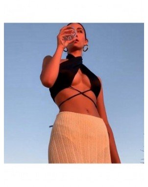 Seksuali apranga-Apatinis trikotažas-Seksualūs apatiniai drabužiai be rankovių Crop Top
