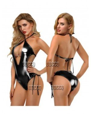 Seksuali apranga-Komplektai-Metallic Faux Leather plius dydžio apatinio trikotažo kostiumai
