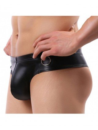 Seksuali apranga-Vyrams-CLEVER-MENMODE Seksualūs juodi dirbtinės odos apatiniai vyriški