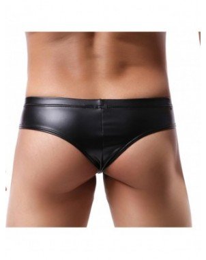 Seksuali apranga-Vyrams-CLEVER-MENMODE Seksualūs juodi dirbtinės odos apatiniai vyriški