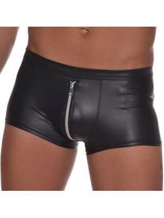 Seksuali apranga-Vyrams-Mens Soft Underwear Faux Leather Zipper