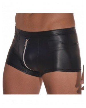 Seksuali apranga-Vyrams-Mens Soft Underwear Faux Leather Zipper