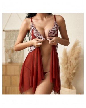 Seksuali apranga-Chalatai-Women Sexy Pajamas Front Button Sexy