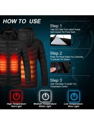 Outerwear & Jackets-Jackets-11 Areas Heated Jacket USB Men's