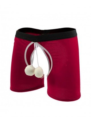 Seksuali apranga-Vyrams-Pūkuotas kamuolys dekoras Boxer šortai Velvet Crotchless apatinis