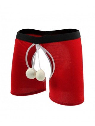 Seksuali apranga-Vyrams-Pūkuotas kamuolys dekoras Boxer šortai Velvet Crotchless apatinis