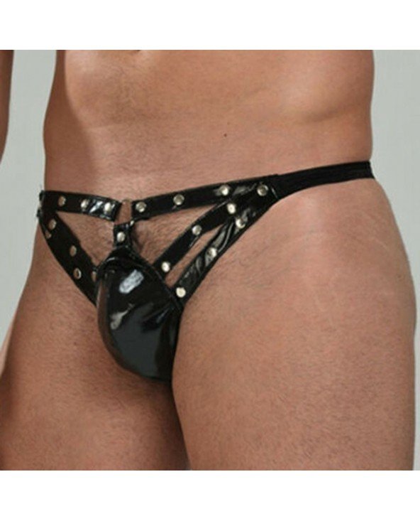 Seksuali apranga-Vyrams-"Bulge Pouch Briefs" dirbtinės odos apatinės kelnaitės "G-String" Vyrų