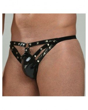 Seksuali apranga-Vyrams-Bulge Pouch Briefs Faux Leather