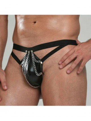 Seksuali apranga-Vyrams-Bulge Pouch Briefs Faux Leather
