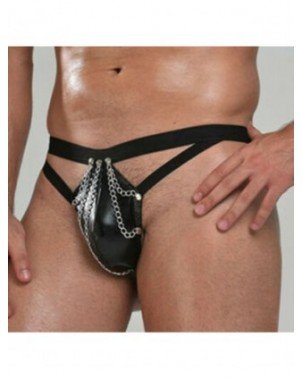 Seksuali apranga-Vyrams-"Bulge Pouch Briefs" dirbtinės odos apatinės kelnaitės "G-String" Vyrų