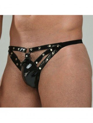 Seksuali apranga-Vyrams-Bulge Pouch Briefs Faux Leather