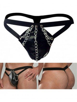 Seksuali apranga-Vyrams-Bulge Pouch Briefs Faux Leather