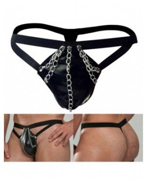 Seksuali apranga-Vyrams-Bulge Pouch Briefs Faux Leather