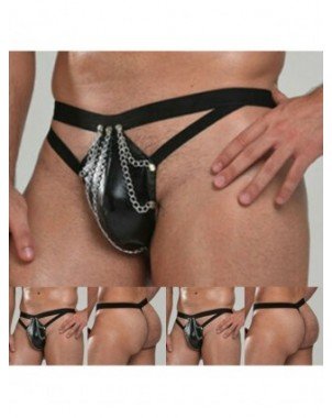 Seksuali apranga-Vyrams-Bulge Pouch Briefs Faux Leather