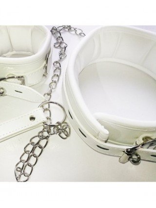 BDSM-Antkakliai-Thierry Luxury Soft white Bondage Restraints