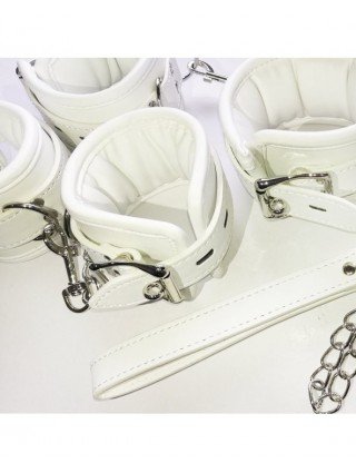 BDSM-Antkakliai-Thierry Luxury Soft white Bondage Restraints