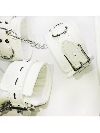 BDSM-Antkakliai-Thierry Luxury Soft white Bondage Restraints