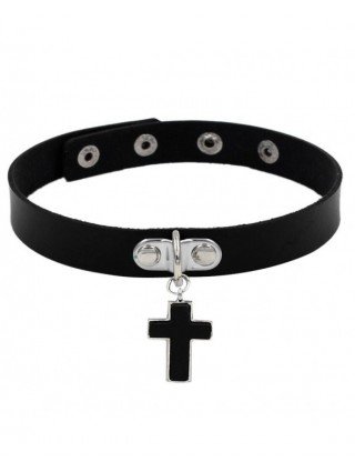 BDSM-Antkakliai-Moterims kniedžių odos karoliai Punk kaklo apykaklės Juoda Choker karoliai