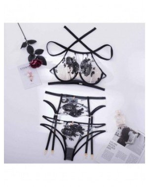 Seksuali apranga-Apatinis trikotažas-Lingeries Nėriniai apatiniai 3 dalių jausmingi erotiniai