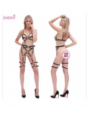 BDSM-Suvaržymo priemonės-PU Hollow Sexy Suspender Bra Set