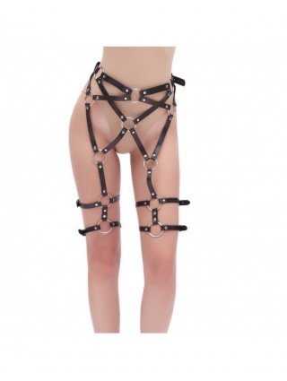 BDSM-Suvaržymo priemonės-PU Hollow Sexy Suspender Bra Set