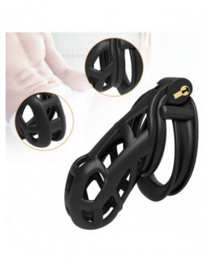 BDSM-Įvairūs-Men's Resin Nylon Chastity Belt Set with 4 Cock