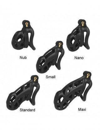 BDSM-Įvairūs-Men's Resin Nylon Chastity Belt Set with 4 Cock