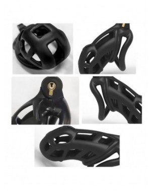 BDSM-Įvairūs-Men's Resin Nylon Chastity Belt Set with 4 Cock