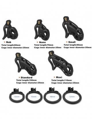 BDSM-Įvairūs-Men's Resin Nylon Chastity Belt Set with 4 Cock