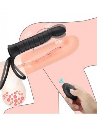 Analiniai žaisliukai-Analiniai kaiščiai-10 dažnių dvigubo įsiskverbimo analinis kištukas Dildo