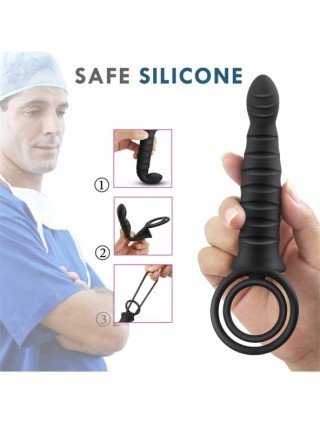 Analiniai žaisliukai-Analiniai kaiščiai-10 dažnių dvigubo įsiskverbimo analinis kištukas Dildo
