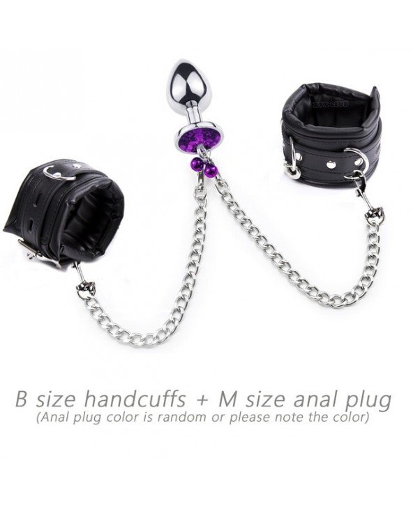 BDSM-Rinkiniai-Anal Plug to Wrist Bondage Kit Fetish Plug Handcuffs Suaugusiųjų žaidimai Bdsm BDSM-Rinkiniai-Anal Plug to Wrist Bondage Kit Fetish Plug Handcuffs Suaugusiųjų žaidimai Bdsm
