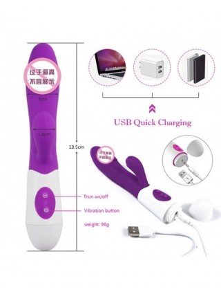 Vibratoriai, Dildo-Dvigubi – klitoriniai-G Spot Dildo Rabbit