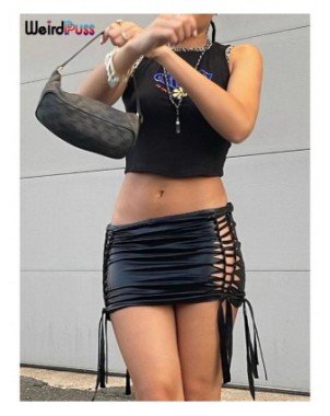 Seksuali apranga-Komplektai-Mini sijonas Moterys Sexy Shirring karšta mergina gundantys
