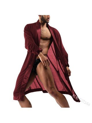 Seksuali apranga-Vyrams-Vyrų vientisos spalvos ilgomis rankovėmis chalatas seksuali naktinė