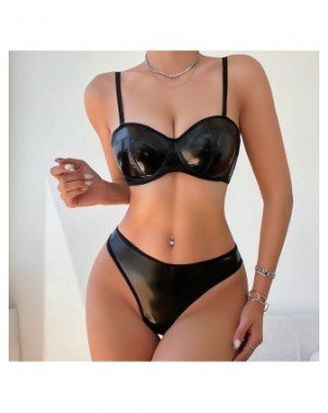 Seksuali apranga-Apatinis trikotažas-Leather Lingerie Set Women