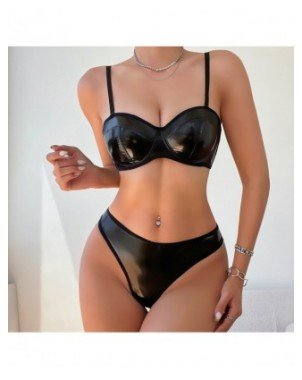 Seksuali apranga-Apatinis trikotažas-Leather Lingerie Set Women