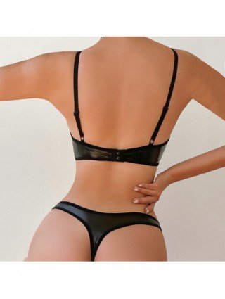 Seksuali apranga-Apatinis trikotažas-Leather Lingerie Set Women