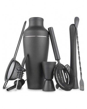 Kitchen-Drinkware-Black Stainless Steel Shaker Professional Bar